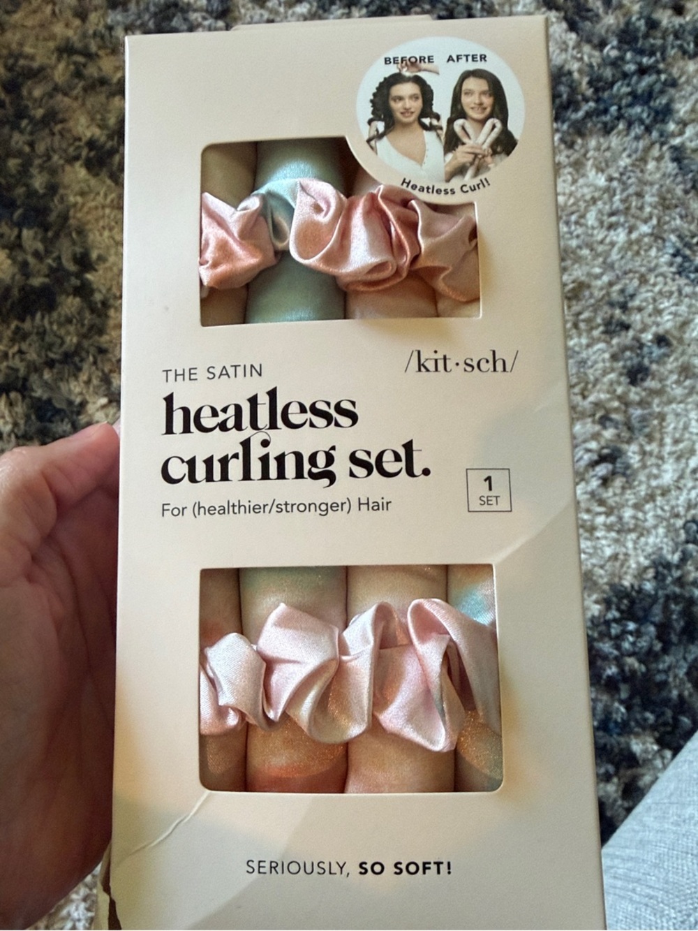 Kitsch Satin Heatless Curling Set - Pastel Pink & Mint